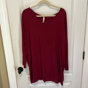 E. C. Maroon red oversized tunic style top